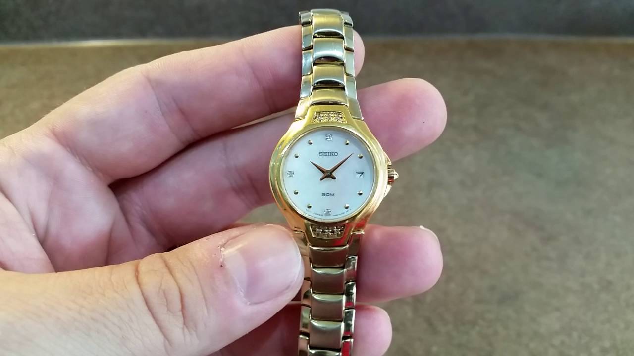 2007 ladies Seiko 50M watch with mother of pearl dial - YouTube