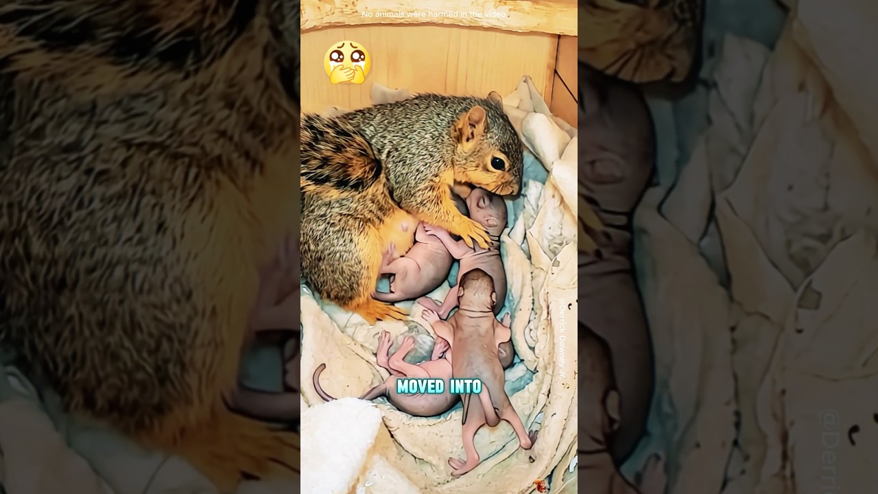 The pregnant squirrel found a safe place to givebirth#shorts