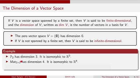 MATH 3191: The Dimension of a Vector Space