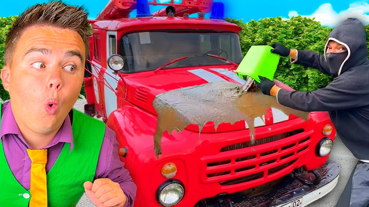 Удивительное комедийное видео 2025 года — Вор Джек кладёт грязь на капот пожарной машины против П...