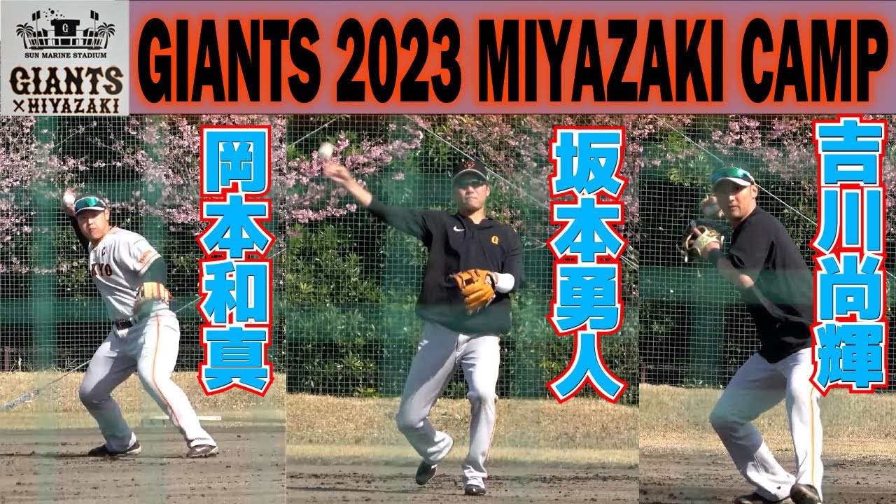 読売ジャイアンツ　巨人　パペット肩乗りマスコット　坂本勇人　吉川尚輝　岡本和真 1塁目線から見るこのメンバーのノックはたまらない！岡本和真 坂本