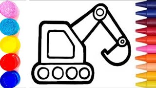 Excavator Coloring Page 🚜 | Easy Construction Vehicle Coloring for Kids
