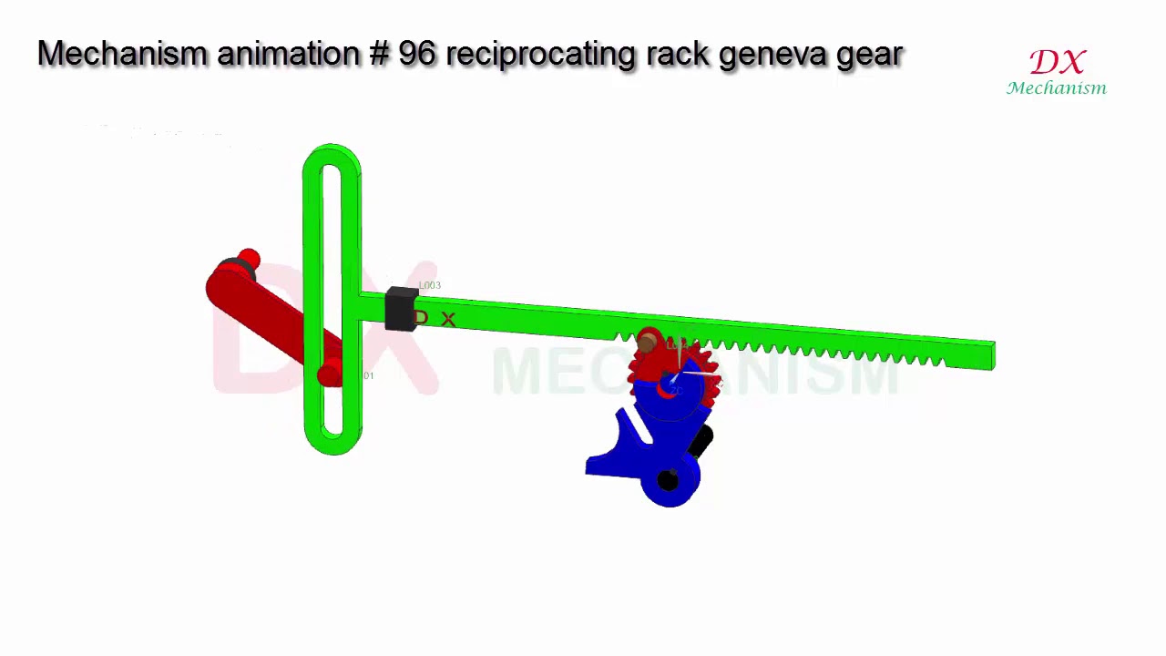 mechanism animation 96 reciprocating rack geneva gear YouTube