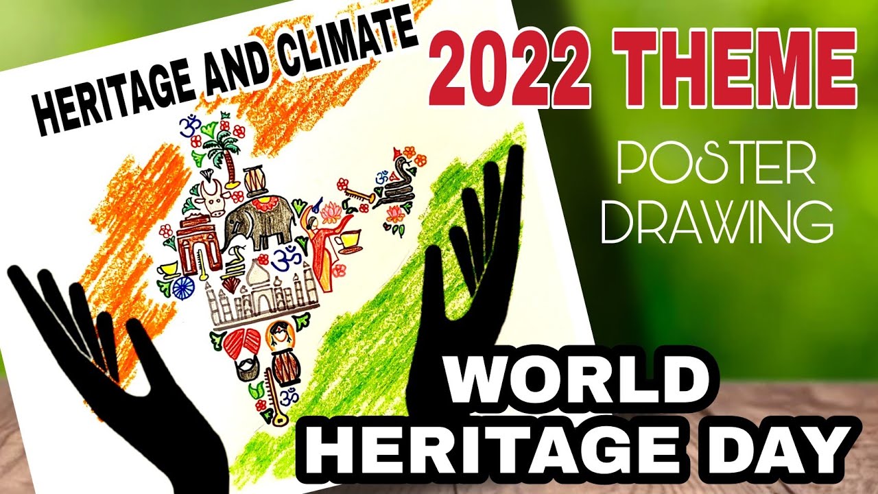 World Heritage Day Poster Drawing | Heritage And Climate | Heritage Day 2022