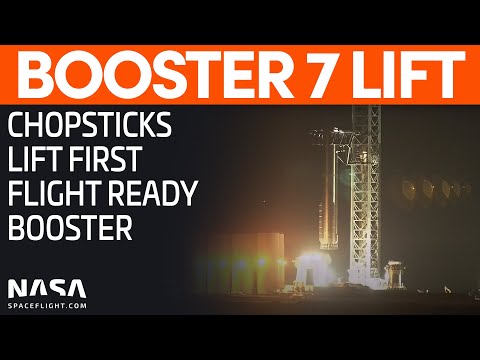 Booster 7 Lifted Onto the Orbital Launch Mount | SpaceX Starbase