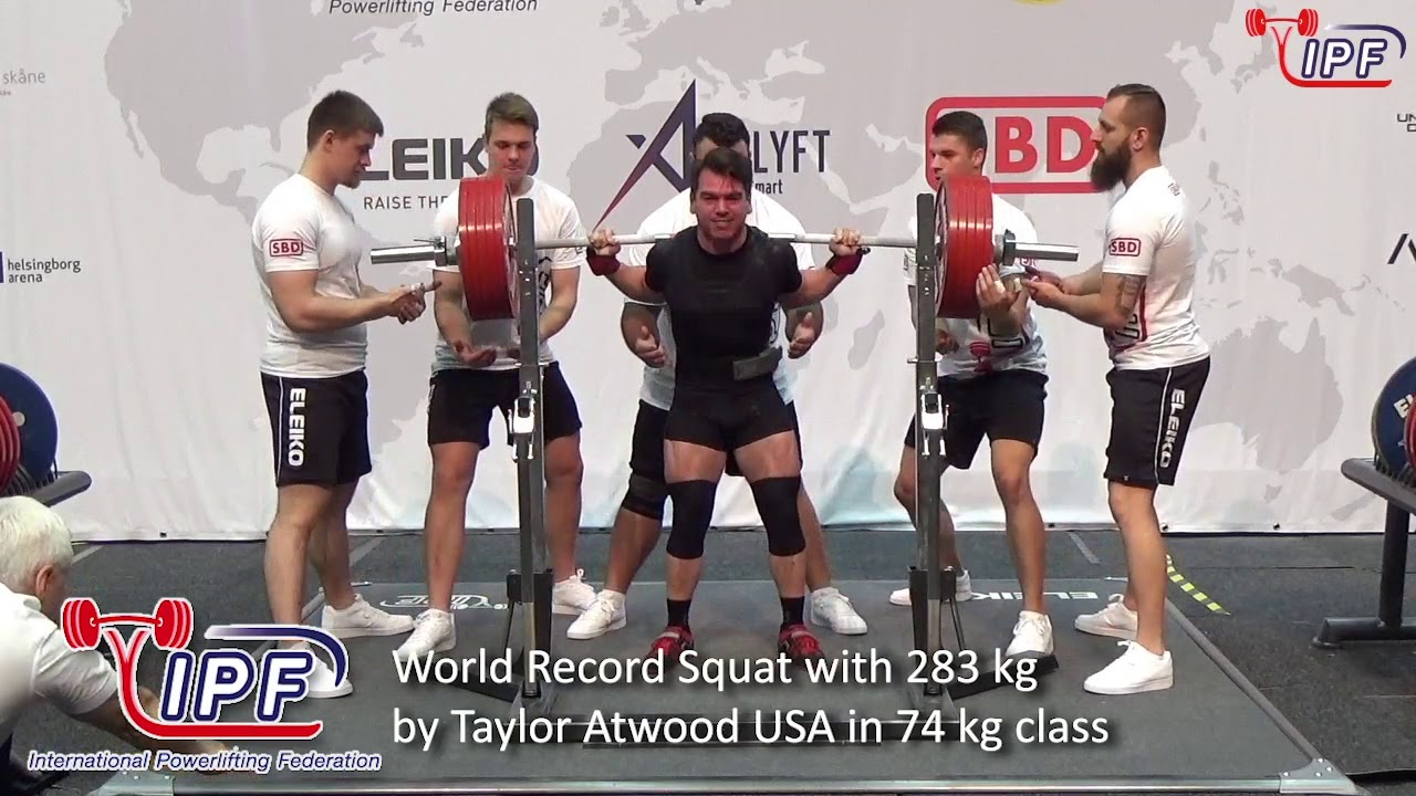 World Record Squat with 283 kg by Taylor Atwood USA in 74 kg class