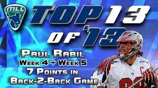 2013 Major League Lacrosse Best Performances: #9 Paul Rabil Back-2-Back 7-Point Games