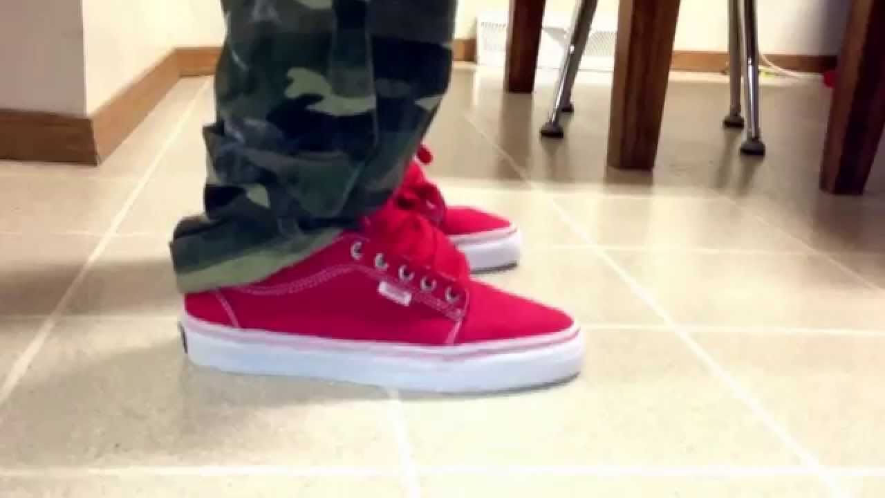 vans authentic red on feet