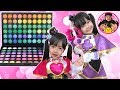 ひみつ×戦士ファントミラージュ！のココミちゃんとサキちゃんメイクに挑戦するよ♪　可愛いメイクパレットで変身だ♪　お化粧ごっこ　ファントミコスチューム　姉妹