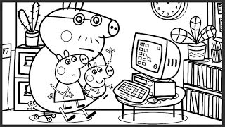 Peppa Pig Plays the Computer Game Kids Fun Art Activities Coloring Book Pages with Colored Markers screenshot 2