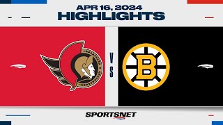 NHL Highlights | Senators vs. Bruins  April 16, 2024