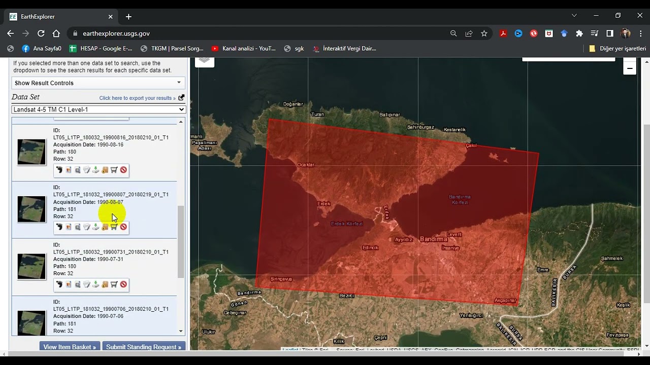 Landsat 4-5 Uydu Görüntüsü İndirme (1984-2012)