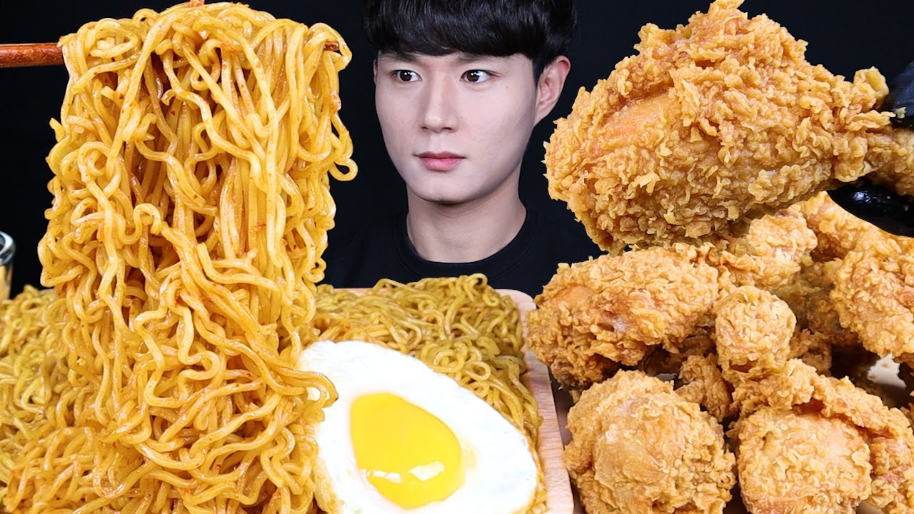 인도미 미고랭 치킨 먹방ASMR MUKBANG INDOMIE MI GORENG & FRIED CHICKEN ラーメン チキン eating sounds