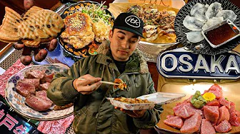 EATING THE BEST STREET FOOD IN OSAKA, JAPAN// TAIYAKI, OKINOMIYAKI, TAKOYAKI, KOBE BEEF, PUFFER FISH