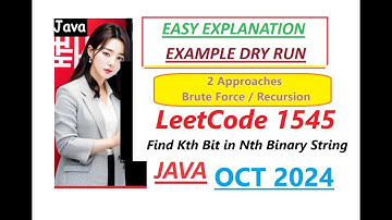 Find Kth Bit in Nth Binary String | Leetcode 1545 | Recursion | Brute Force | Java|Developer Coder