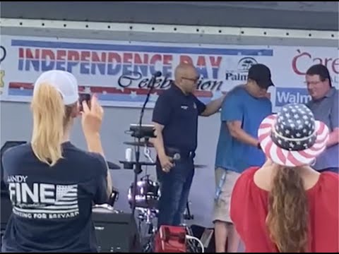 Mayor Medina and Randy Fine present War Criminal Joseph Mayo with Flag to honor him