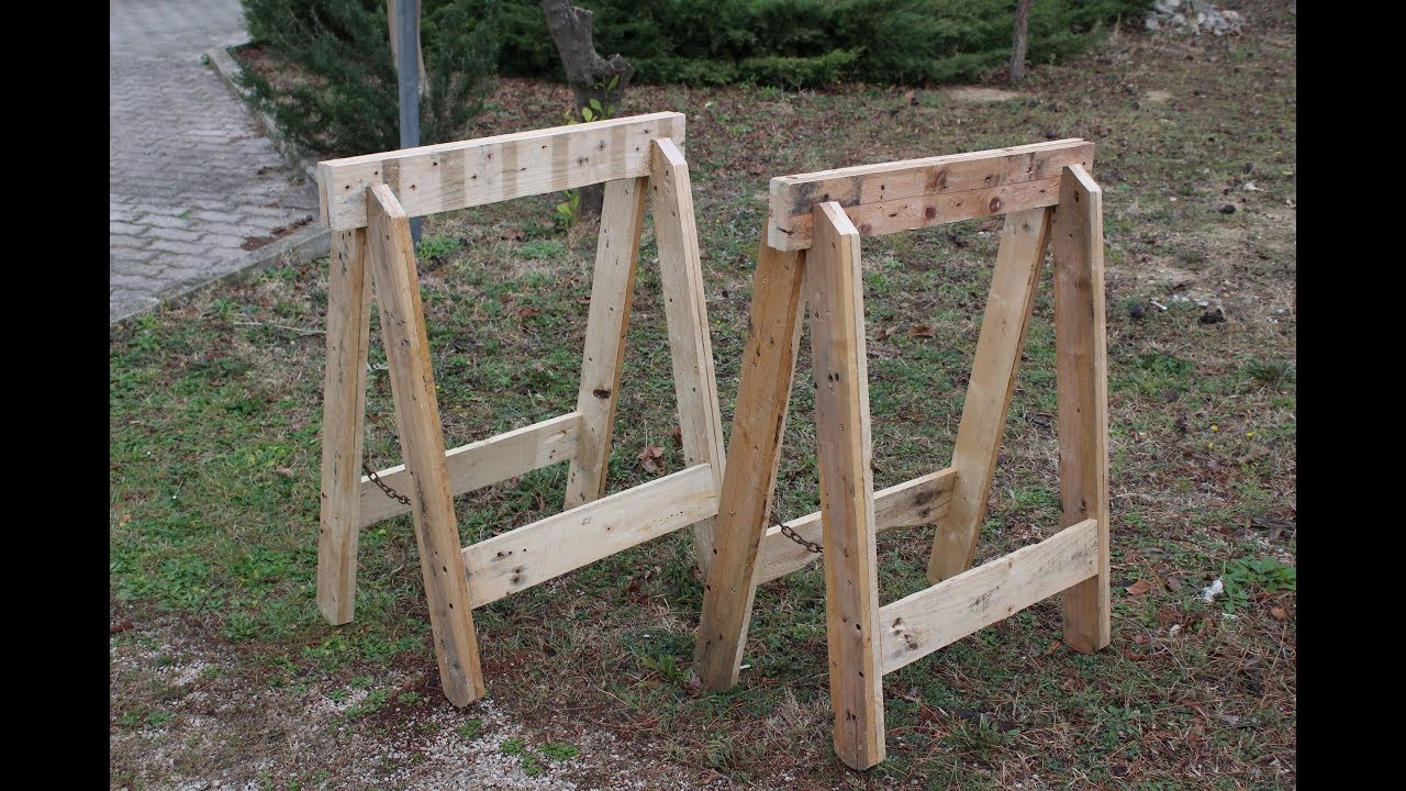 cavalletti con vecchi pallet fai da te (homemade sawhorse with pallets) 