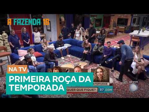 Giovanna, Sérgio, and Stephanie are in the first elimination round of A Fazenda 18