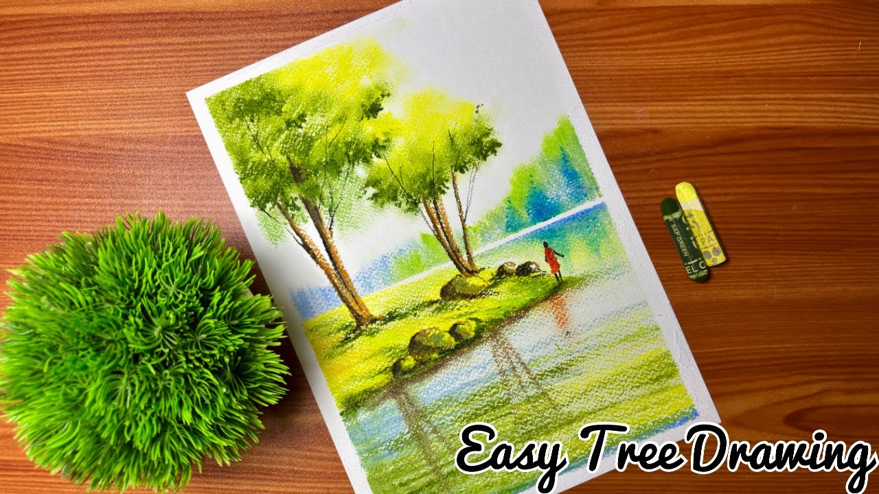 How to Draw Tree | Easy Oil Pastels Drawing for Beginners #art #tree #drawing 
