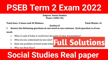 PSEB Term 2 Exam 2022, Sst Class 10th Full Solutions, Social Studies Term 2 Answer