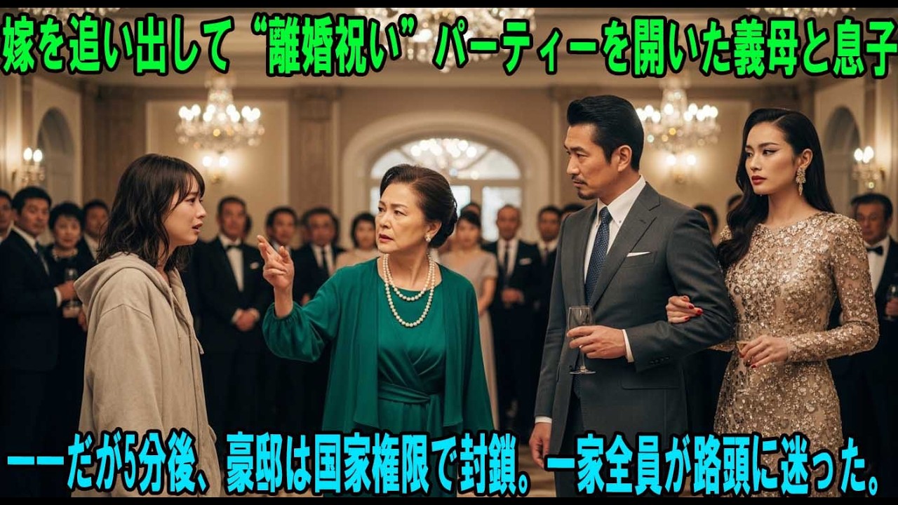 嫁を追い出して“離婚祝い”パーティーを開いた義母と息子――だが5分後、豪邸は国家権限で封鎖。一家全員が路頭に迷った。