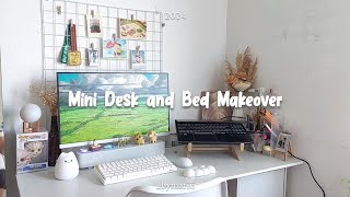 ✨️mini desk and bed makeover✨️ | new monitor 🖥 | desk and wall decors | wood pallet bed 🛏