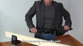 Unbreakable® Telescopic Umbrella Model U-303 vs two-by-four