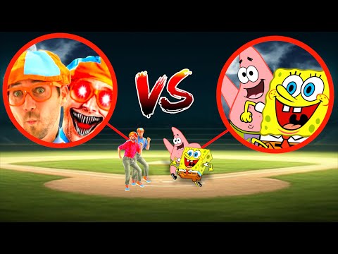 BLIPPI AND CURSED BLIPPI FIGHT SPONGEBOB AND PATRICK IN REAL LIFE!