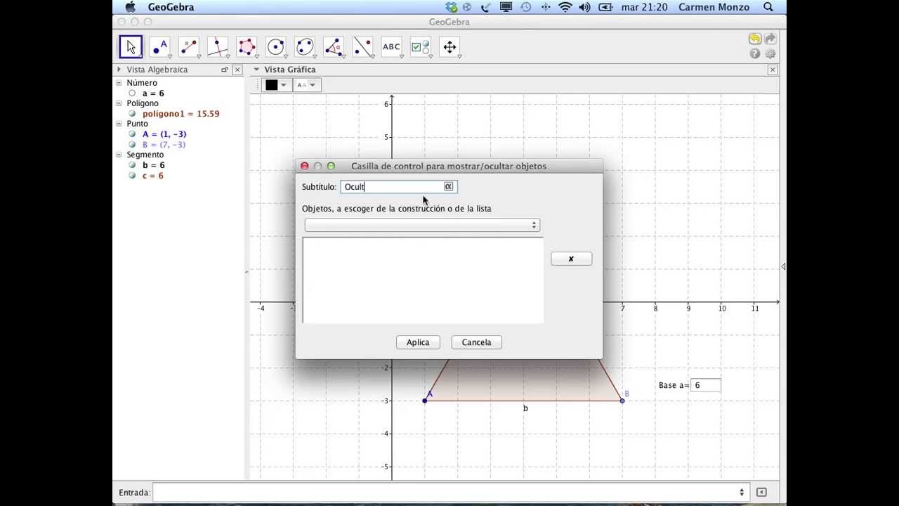 Geogebra. Iniciación para Primaria. Casillas, Botones y Deslizadores.