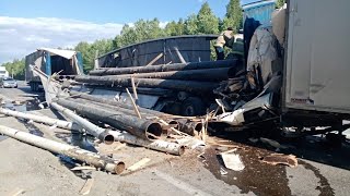 26.05.21 Массовое ДТП с 4 грузовиками на Тюменском тракте видео