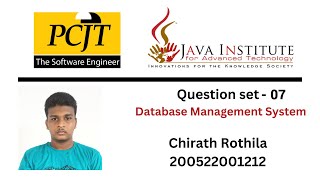 Question set 7 | Database Management System | Java Institute