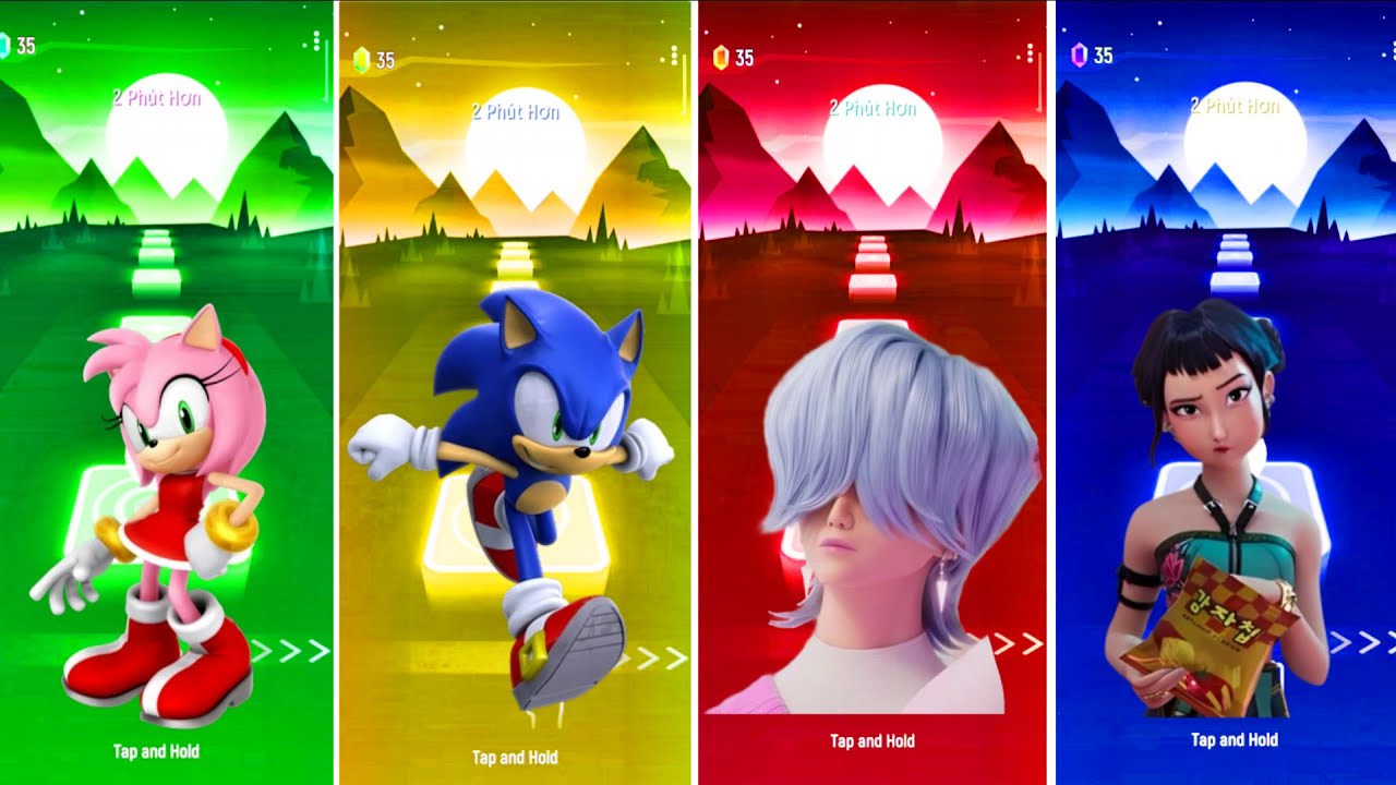 Amy Rose vs Sonic vs K-Pop Demon Hunters Girl vs Judy Hopps | Tiles Hop Battle