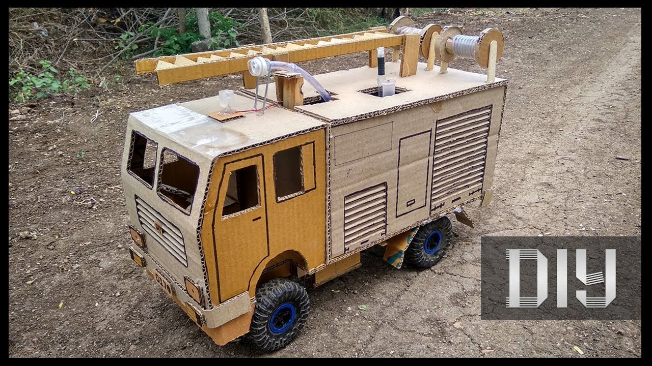 coolest cardboard RC Fire Truck (DIY Fire fire extinguisher) - YouTube