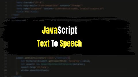 Text To Speech Converter HTML CSS and JavaScript |Text To Speech in JavaScript using SpeechSynthesis