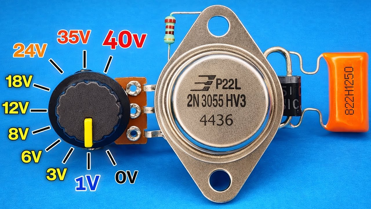 Adjustable Voltage Regulator Using 2N3055 Transistor 0 To 40v 10 Ampere