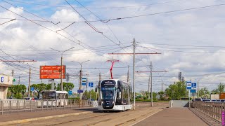 Поездка на новом трамвае 71-628М-02 с номером 2401 на маршруте 5 в Красноярске