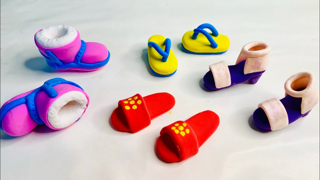 DIY How to make miniature clay Boots, Shoes, High Heels set |miniture clay tutorial 