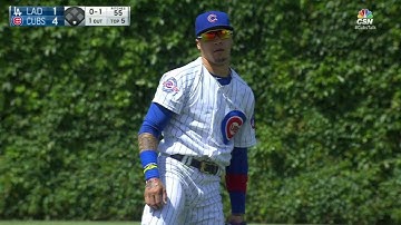 LAD@CHC: Baez robs Crawford with diving grab