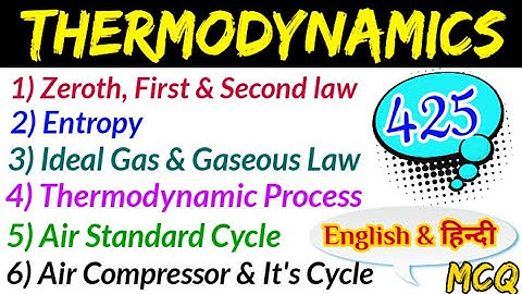 Thermodynamics 425 MCQ | Thermal Engineering MCQ | ऊष्मा गतिकी | Engineering Thermodynamics