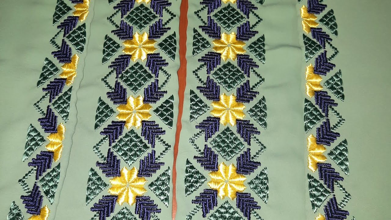 تعليم الطرز التونسي للمبتدئات رشمة جلابة فى منتهى الروعة الجزء الاول