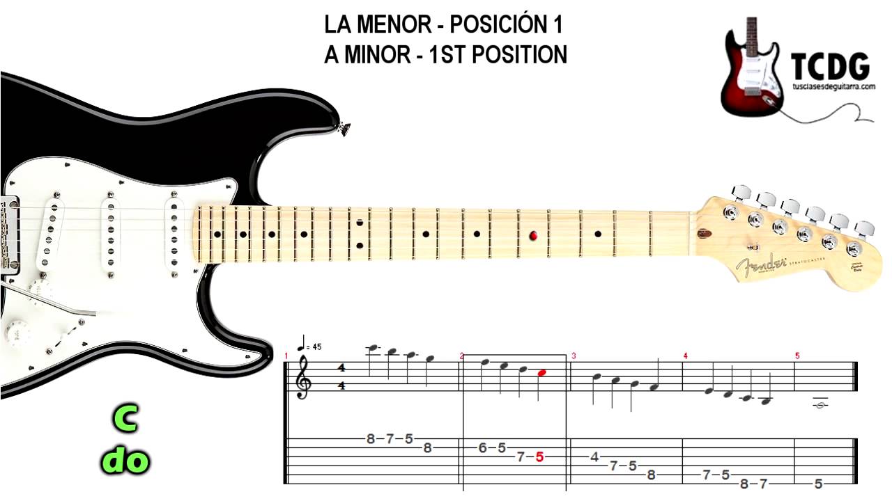 Melodioso Reembolso Altitud Escala de La menor - A minor scale - Tablaturas de guitarra Guitar tabs  TCDG - YouTube