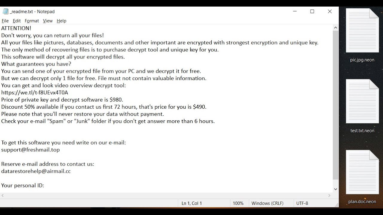 Neon Ransomware Screen NEON Ransomware Solution – Decrypt .neon Files - YouTube
