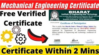 Free Mechanical Engineering Certification | Mechanical Engineering Free Certificate | Certification