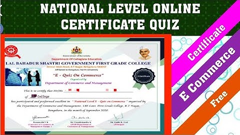 National Level Certificate Quiz l E Commerce Quiz l Online Certificate l E Quiz l #ECommerce #Quiz