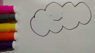 طريقه رسم سحابه كيوت | رسم سهل | How to draw cloud |رسم بسيط