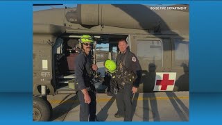 Boise Fire and Idaho National Guard rescue hiker on ice face