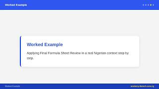 SS 3 Mathematics - Final Formula Sheet Review | Nigerian Curriculum