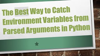 The Best Way to Catch Environment Variables from Parsed Arguments in Python