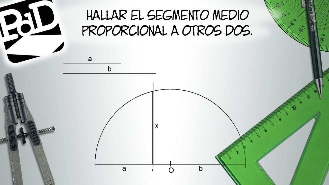 Hallar el segmento medio proporcional a otros dos (Teorema de la altura de Euclides).