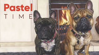 French Bulldogs in Front of a Cosy Fire in Soft Pastel: Timelapse screenshot 2
